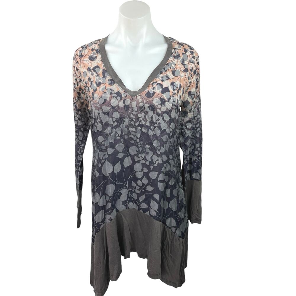 Johnny Was Multicolor 100% Silk Floral V Neck Long Sleeve Mini Dress Size XS